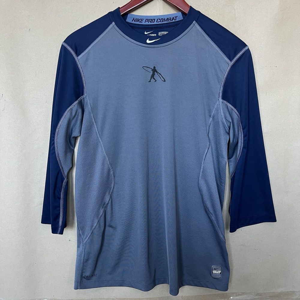 Nike Pro Combat Dri-FIT Ken Griffey Jr Swingman Shirt Gray Black L Fitted